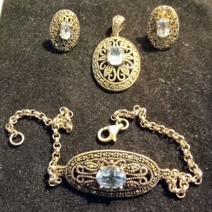 Gorgeous 925 Sterling Silver Antique Style Jewelry Set